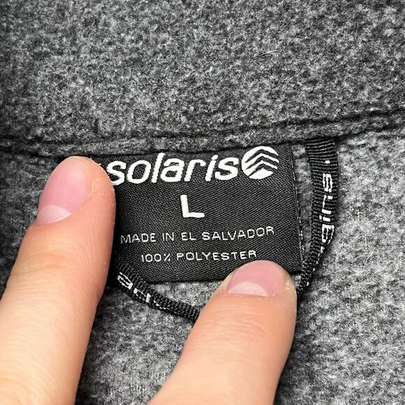 Solaris Fleece Black Gray Mens Large Mock Neck Full-Zip Outdoor Cozy Vest Jacket - Picture 6 of 8